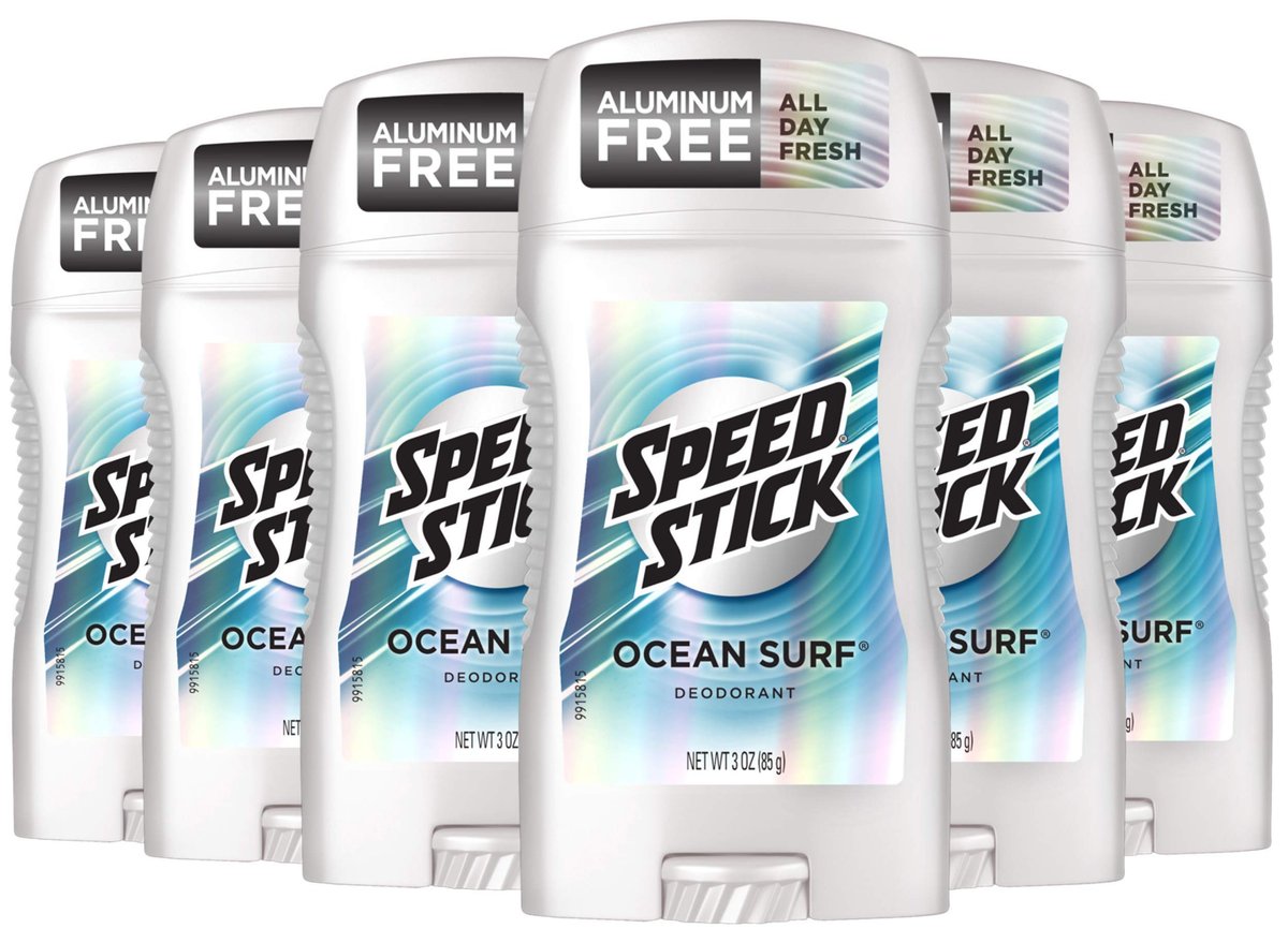 Speed Stick Men's Deodorant, Aluminum Free, Ocean Surf, 3 oz (Pack of 6) - görsel 1
