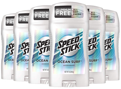 Speed Stick Men's Deodorant, Aluminum Free, Ocean Surf, 3 oz (Pack of 6)