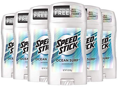 Speed Stick Men's Deodorant, Aluminum Free, Ocean Surf, 3 oz (Pack of 6)