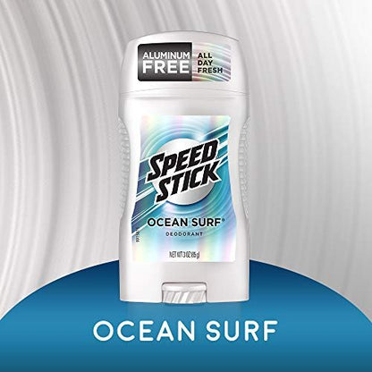 Speed Stick Men's Deodorant, Aluminum Free, Ocean Surf, 3 oz (Pack of 6)