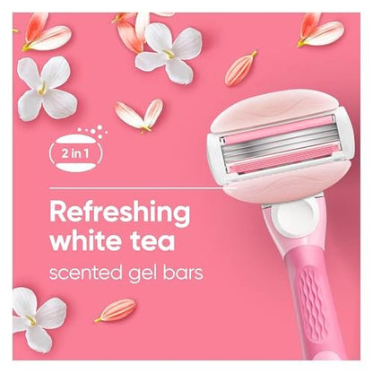 Gillette Venus ComfortGlide White Tea Women's Razor Refills, 4 Count - Fits Venus Handles, Built-in Shave Gel Bars Avelisse