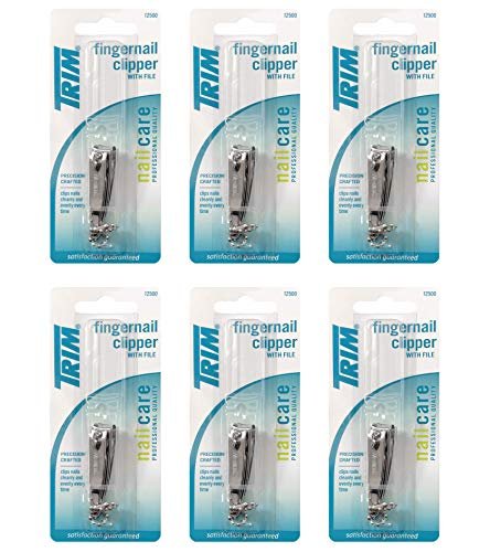 Trim Fingernail Steel Clipper with File (Pack of 6) - Professional Nail Care Tool - görsel 1