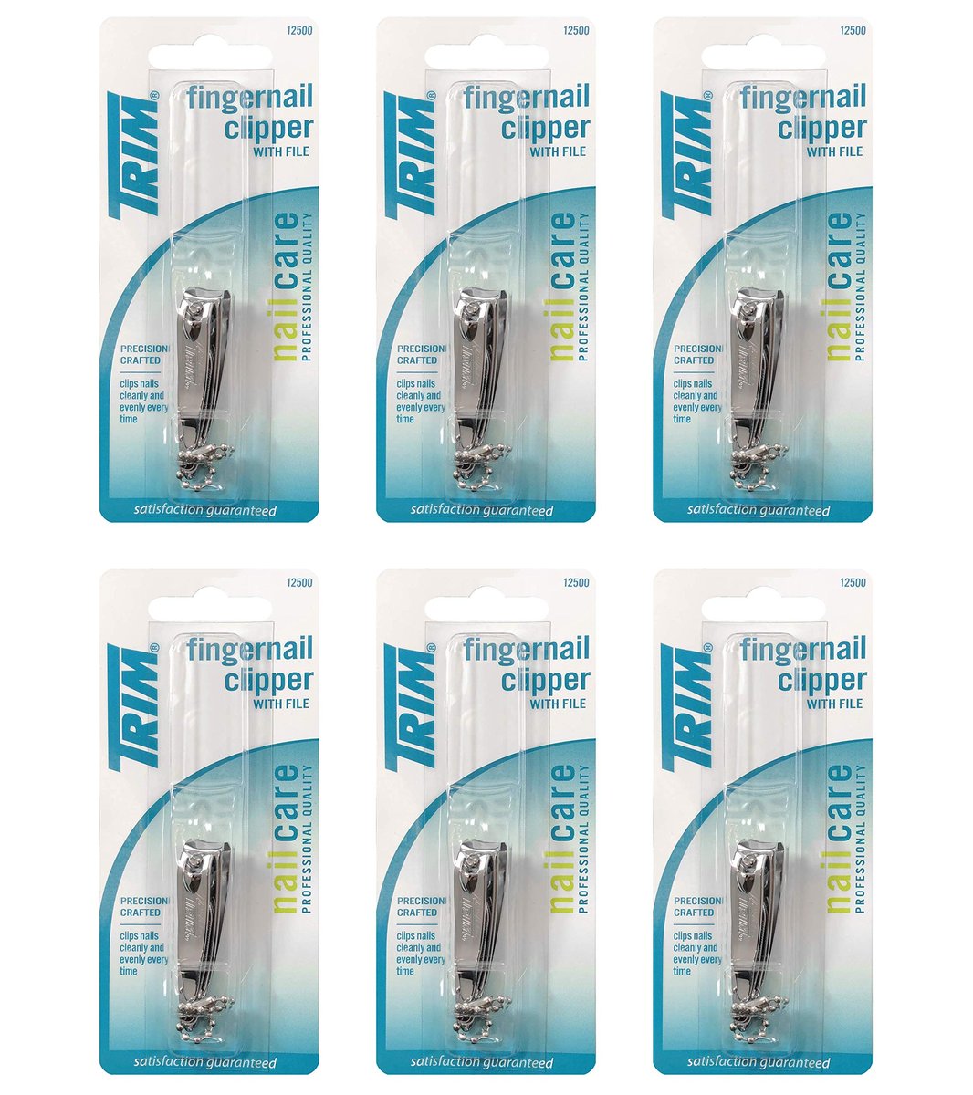 Trim Fingernail Steel Clipper with File (Pack of 6) - Professional Nail Care Tool - görsel 2