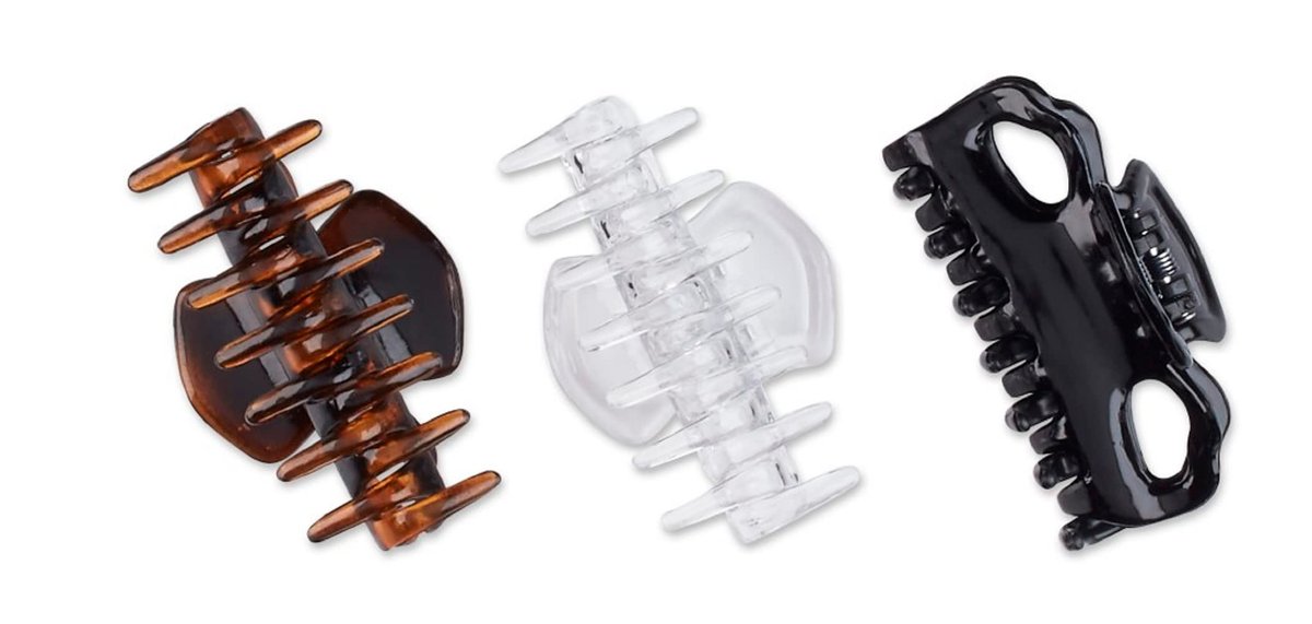 Scunci 2-Loop Jaw Clips, Assorted Colors, 6 cm, 3-Count Pack (1-Pack) - Plastic Hair Clips - görsel 3