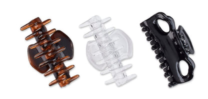 Scunci 2-Loop Jaw Clips, Assorted Colors, 6 cm, 3-Count Pack (1-Pack) - Plastic Hair Clips