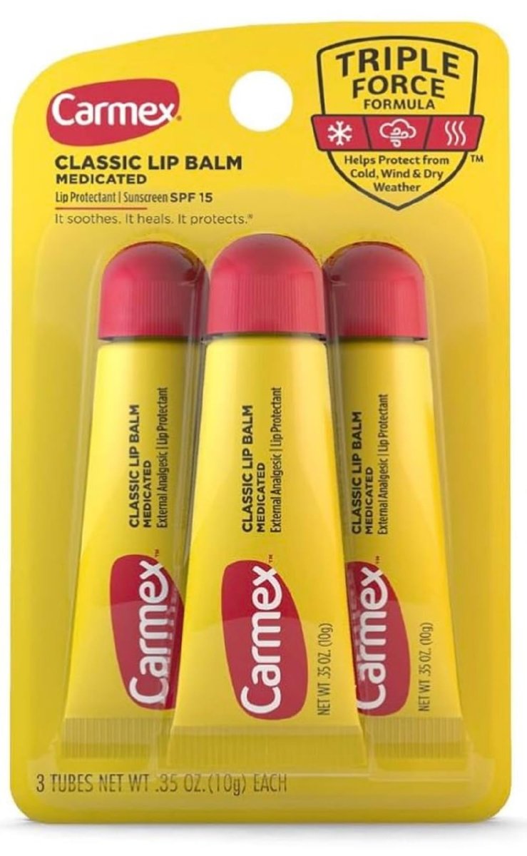 Carmex Classic Lip Balm, 0.35 Ounce (Pack of 3) – Soothing Moisture for Dry Lips - görsel 1
