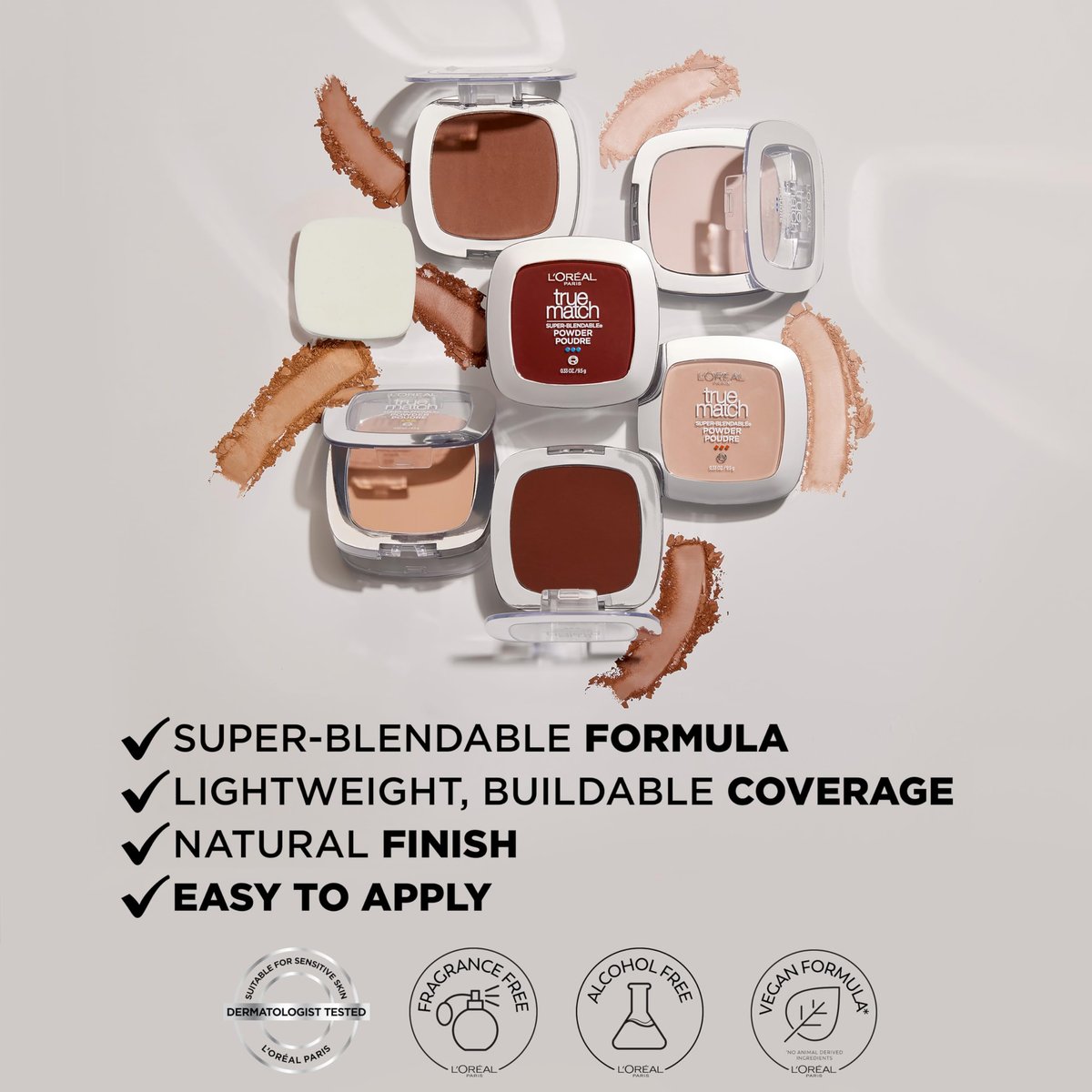 L'Oreal Paris True Match Super Blendable Oil Free Foundation Powder - C8 Medium Deep, 0.33 oz - görsel 9