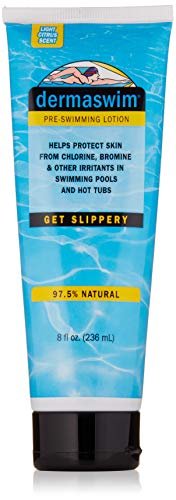 DERMASWIM Pre-Swim Lotion for Chlorine Protection – 8 fl oz | 97.5% Natural & Paraben-Free | Vitamin-Enriched with Aloe & Green Tea | Shields & Moisturizes Skin Before Swimming in Pools or Hot Tubs Avelisse