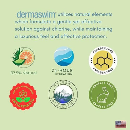 DERMASWIM Pre-Swim Lotion for Chlorine Protection – 8 fl oz | 97.5% Natural & Paraben-Free | Vitamin-Enriched with Aloe & Green Tea | Shields & Moisturizes Skin Before Swimming in Pools or Hot Tubs Avelisse