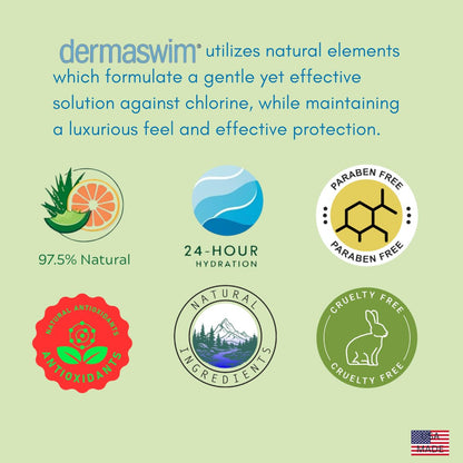 DERMASWIM Pre-Swim Lotion for Chlorine Protection – 8 fl oz | 97.5% Natural & Paraben-Free | Vitamin-Enriched with Aloe & Green Tea | Shields & Moisturizes Skin Before Swimming in Pools or Hot Tubs Avelisse