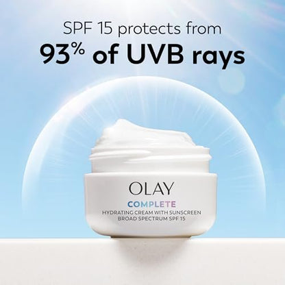 Olay Complete All Day UV Moisture Cream with Sunscreen SPF 15 for Normal Skin, 2 Fl Oz (Pack of 3) Avelisse