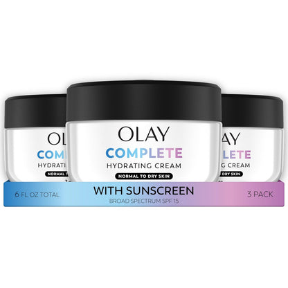Olay Complete All Day UV Moisture Cream with Sunscreen SPF 15 for Normal Skin, 2 Fl Oz (Pack of 3) Avelisse