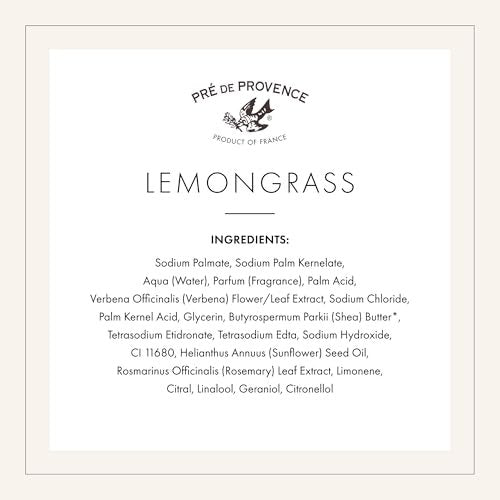 Pre de Provence Artisanal Soap Bar - Lemongrass, 8.8 oz - Enriched with Organic Shea Butter, Quad Milled for Rich Lather Avelisse