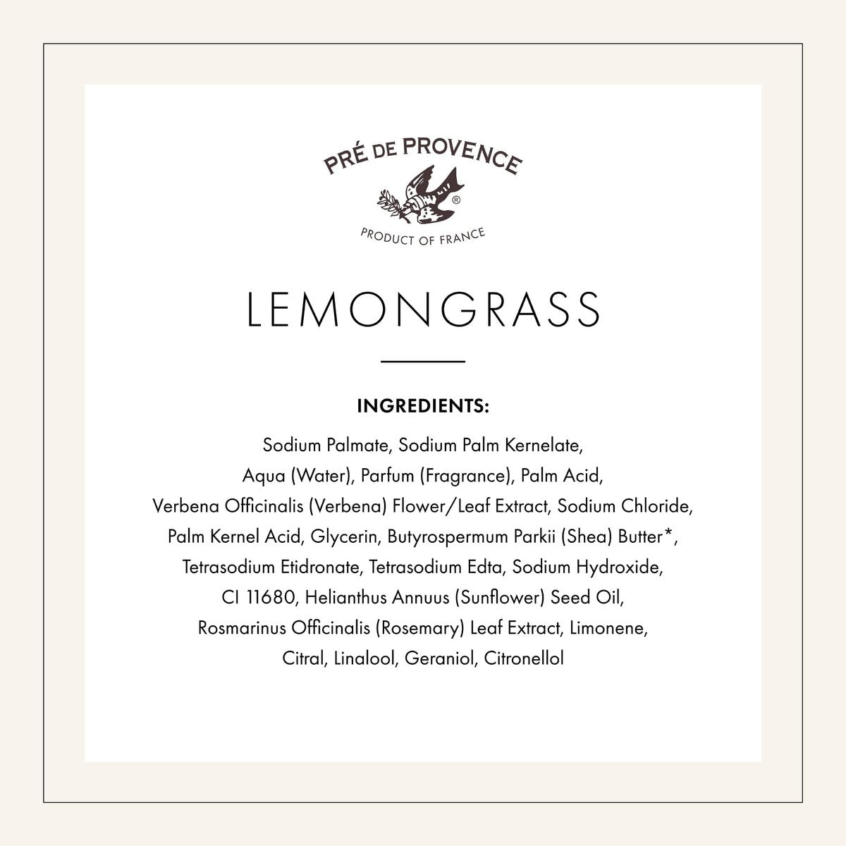 Pre de Provence Artisanal Soap Bar - Lemongrass, 8.8 oz - Enriched with Organic Shea Butter, Quad Milled for Rich Lather Avelisse
