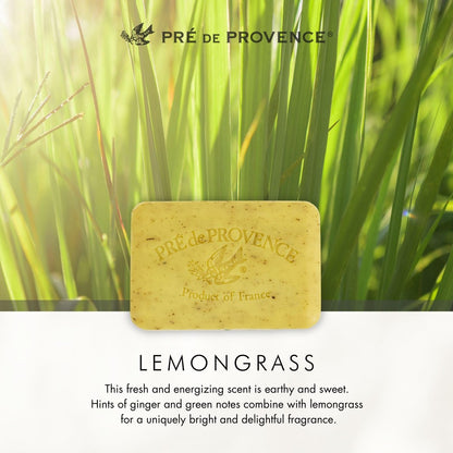 Pre de Provence Artisanal Soap Bar - Lemongrass, 8.8 oz - Enriched with Organic Shea Butter, Quad Milled for Rich Lather Avelisse