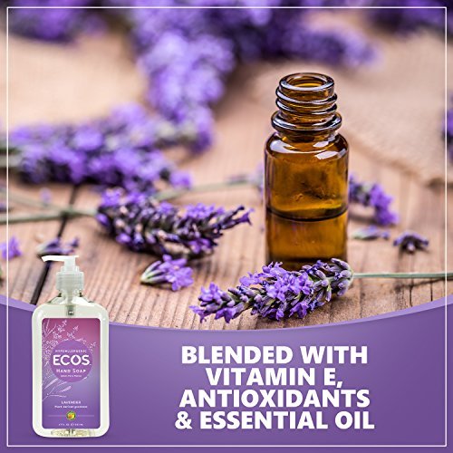 ECOS Hypoallergenic Hand Soap - All Natural pH-Balanced Handwash with Vitamin E - Lavender - 17 oz (6-Pack) Avelisse