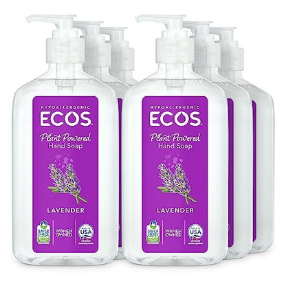 ECOS Hypoallergenic Hand Soap - All Natural pH-Balanced Handwash with Vitamin E - Lavender - 17 oz (6-Pack) Avelisse