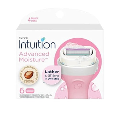 Schick Intuition Advanced Moisture Razor Refill Cartridges for Women – 6 Count, Organic Shea Butter Avelisse