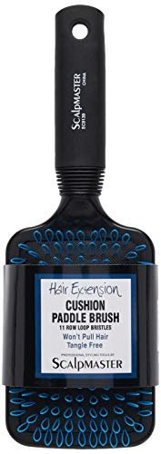 Scalpmaster Hair Extension Cushion Paddle Brush – 10 Inch, Black Rubber Cushion for Gentle Detangling