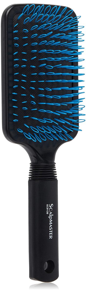 Scalpmaster Hair Extension Cushion Paddle Brush – 10 Inch, Black Rubber Cushion for Gentle Detangling - görsel 1