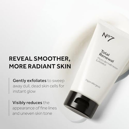 No7 Microdermabrasion Total Renewal Face Scrub – Exfoliating Face Wash & Dark Spot Corrector for Sensitive Skin Avelisse