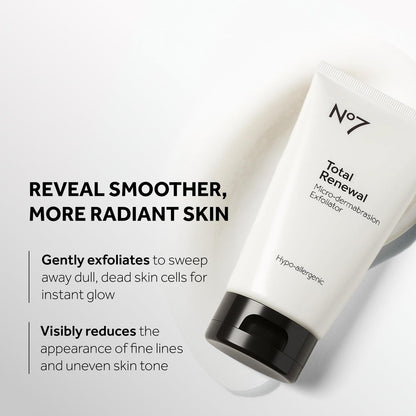 No7 Microdermabrasion Total Renewal Face Scrub – Exfoliating Face Wash & Dark Spot Corrector for Sensitive Skin Avelisse