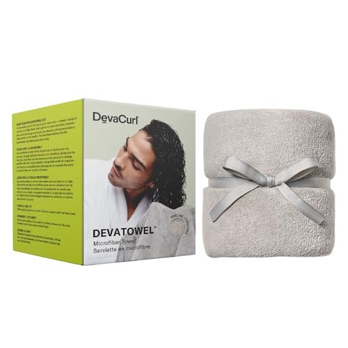 DevaCurl Microfiber Anti-Frizz Hair Towel – Gently Dries Curly Hair – Gray, 20x39 Inch Avelisse