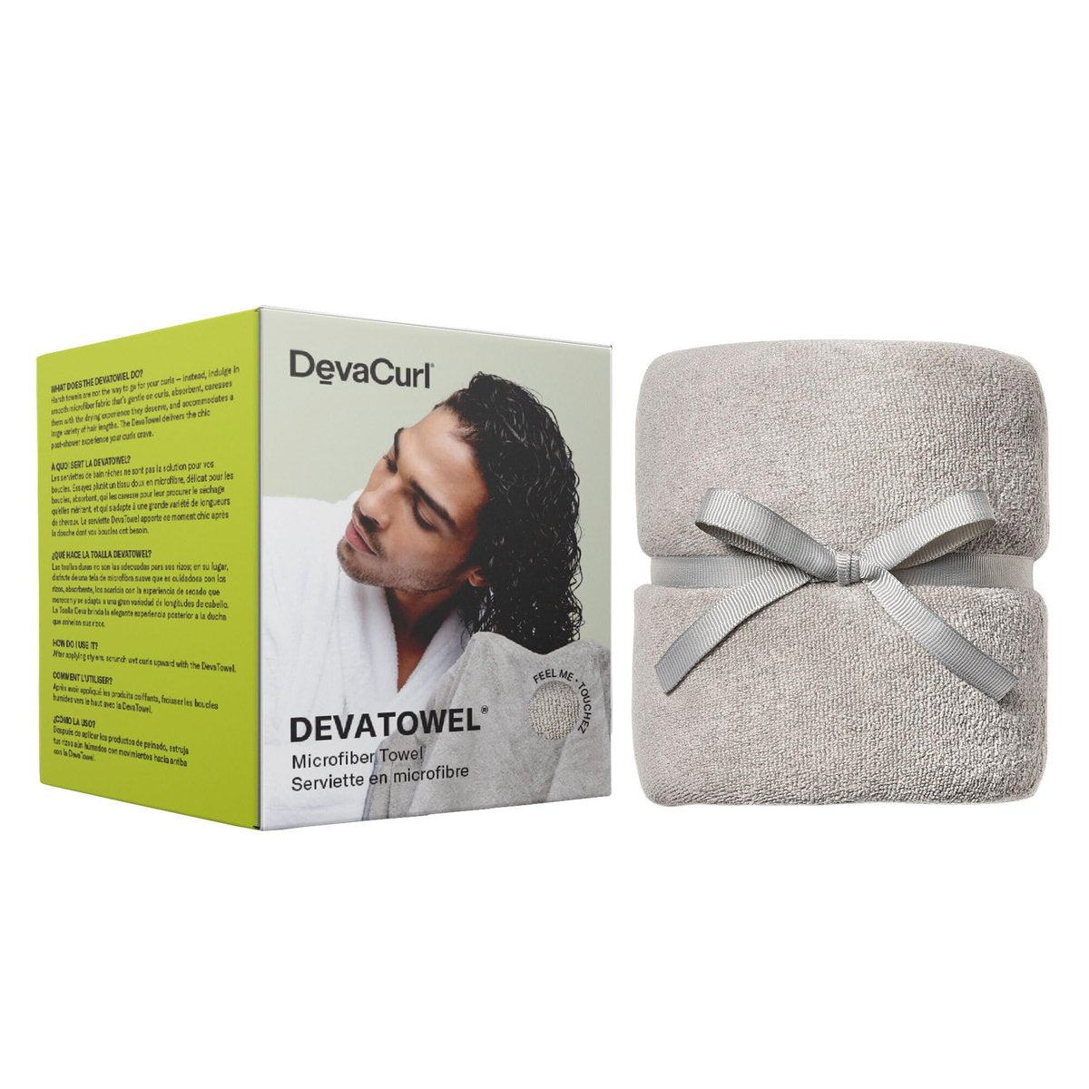 DevaCurl Microfiber Anti-Frizz Hair Towel – Gently Dries Curly Hair – Gray, 20x39 Inch Avelisse