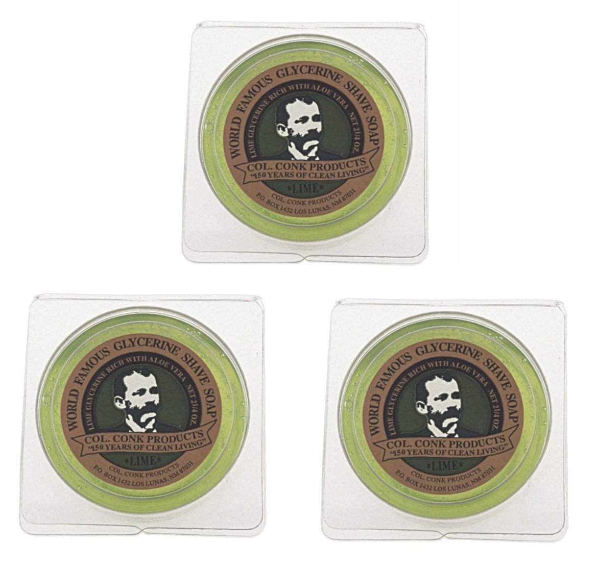 Colonel Conk World's Famous Shaving Soap, Lime - 3 Pack (2.25 oz Each) - görsel 1