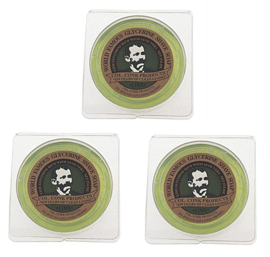 Colonel Conk World's Famous Shaving Soap, Lime - 3 Pack (2.25 oz Each)