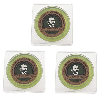 Colonel Conk World's Famous Shaving Soap, Lime - 3 Pack (2.25 oz Each)