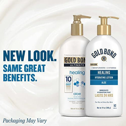 Gold Bond Healing Hydrating Lotion with Aloe, 14 oz – 24-Hour Moisture for Dry Skin