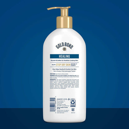 Gold Bond Healing Hydrating Lotion with Aloe, 14 oz – 24-Hour Moisture for Dry Skin
