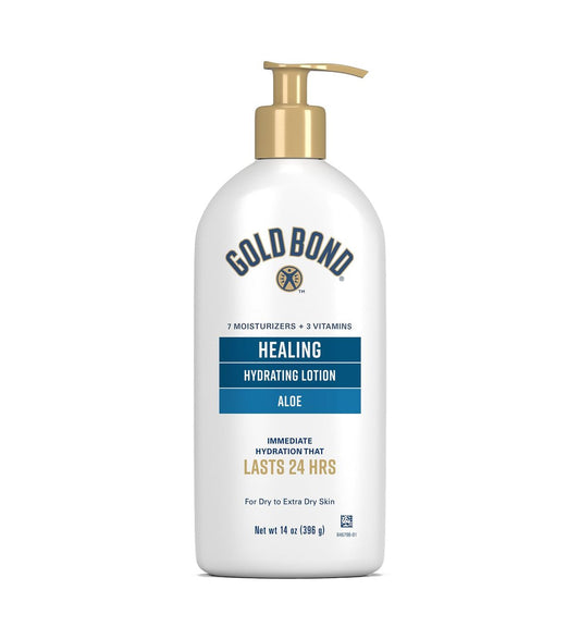 Gold Bond Healing Hydrating Lotion with Aloe, 14 oz – 24-Hour Moisture for Dry Skin