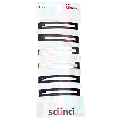 Scunci Effortless Beauty Open Center Metal Barrettes, Assorted Colors (6 Count)