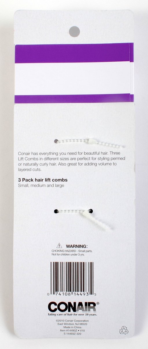 Conair Lifts Combs - Fine-Toothed Hair Comb for Styling and Sectioning (1 Pack, S M L) - görsel 5