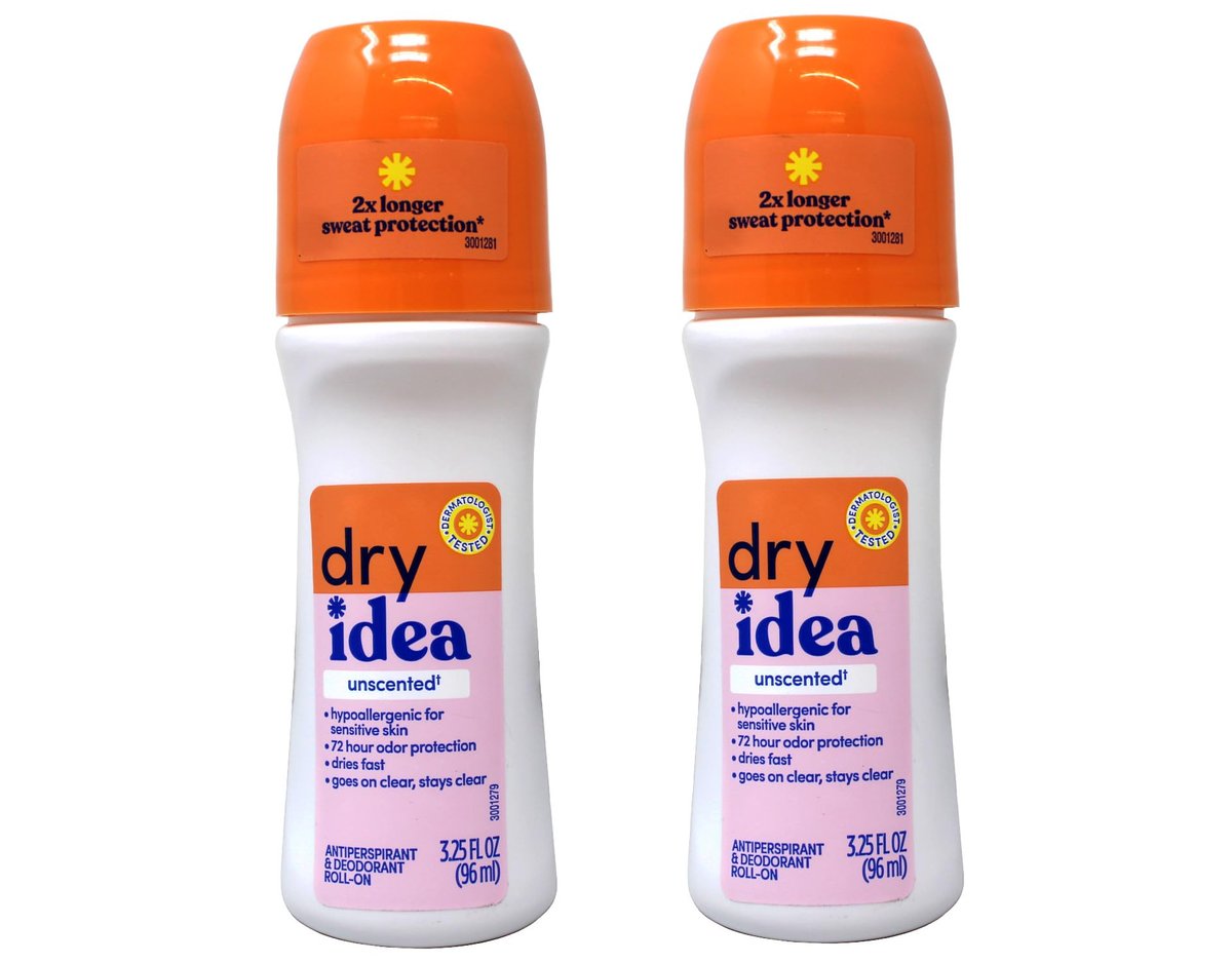 Dry Idea Antiperspirant & Deodorant Roll-On Unscented, 3.25 fl oz (Pack of 2) – Long-Lasting Odor & Wetness Protection Avelisse