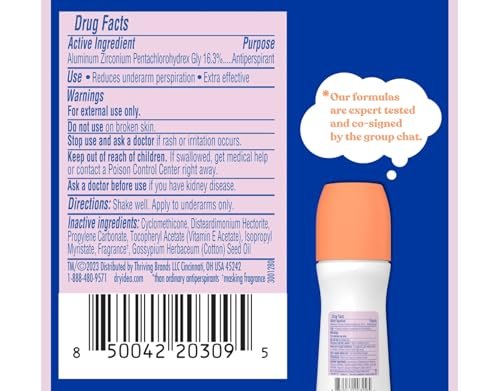 Dry Idea Antiperspirant & Deodorant Roll-On Unscented, 3.25 fl oz (Pack of 2) – Long-Lasting Odor & Wetness Protection Avelisse