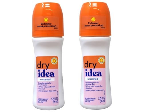 Dry Idea Antiperspirant & Deodorant Roll-On Unscented, 3.25 fl oz (Pack of 2) – Long-Lasting Odor & Wetness Protection Avelisse