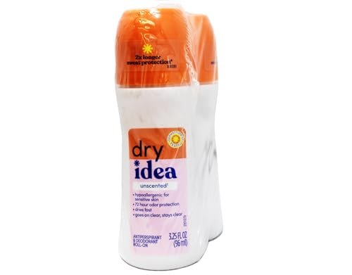 Dry Idea Antiperspirant & Deodorant Roll-On Unscented, 3.25 fl oz (Pack of 2) – Long-Lasting Odor & Wetness Protection Avelisse