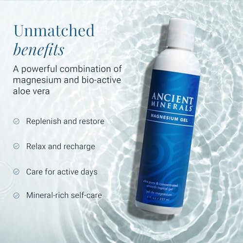 Ancient Minerals Magnesium Gel - Pure Zechstein Magnesium Chloride - 8 oz for Topical Massage & Skin Application Avelisse