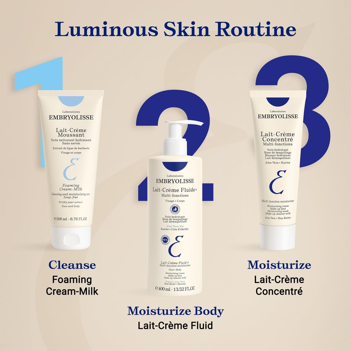 Embryolisse Foaming Cream Milk Hydrating Cleanser for Face and Body, Soap-Free Vegan Formula, 6.76 Fl Oz Avelisse