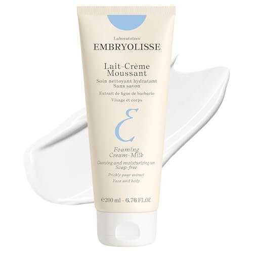 Embryolisse Foaming Cream Milk Hydrating Cleanser for Face and Body, Soap-Free Vegan Formula, 6.76 Fl Oz Avelisse