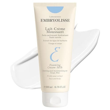 Embryolisse Foaming Cream Milk Hydrating Cleanser for Face and Body, Soap-Free Vegan Formula, 6.76 Fl Oz Avelisse
