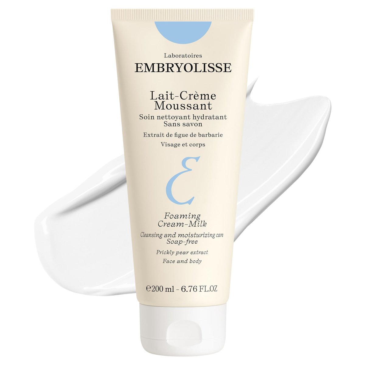 Embryolisse Foaming Cream Milk Hydrating Cleanser for Face and Body, Soap-Free Vegan Formula, 6.76 Fl Oz Avelisse