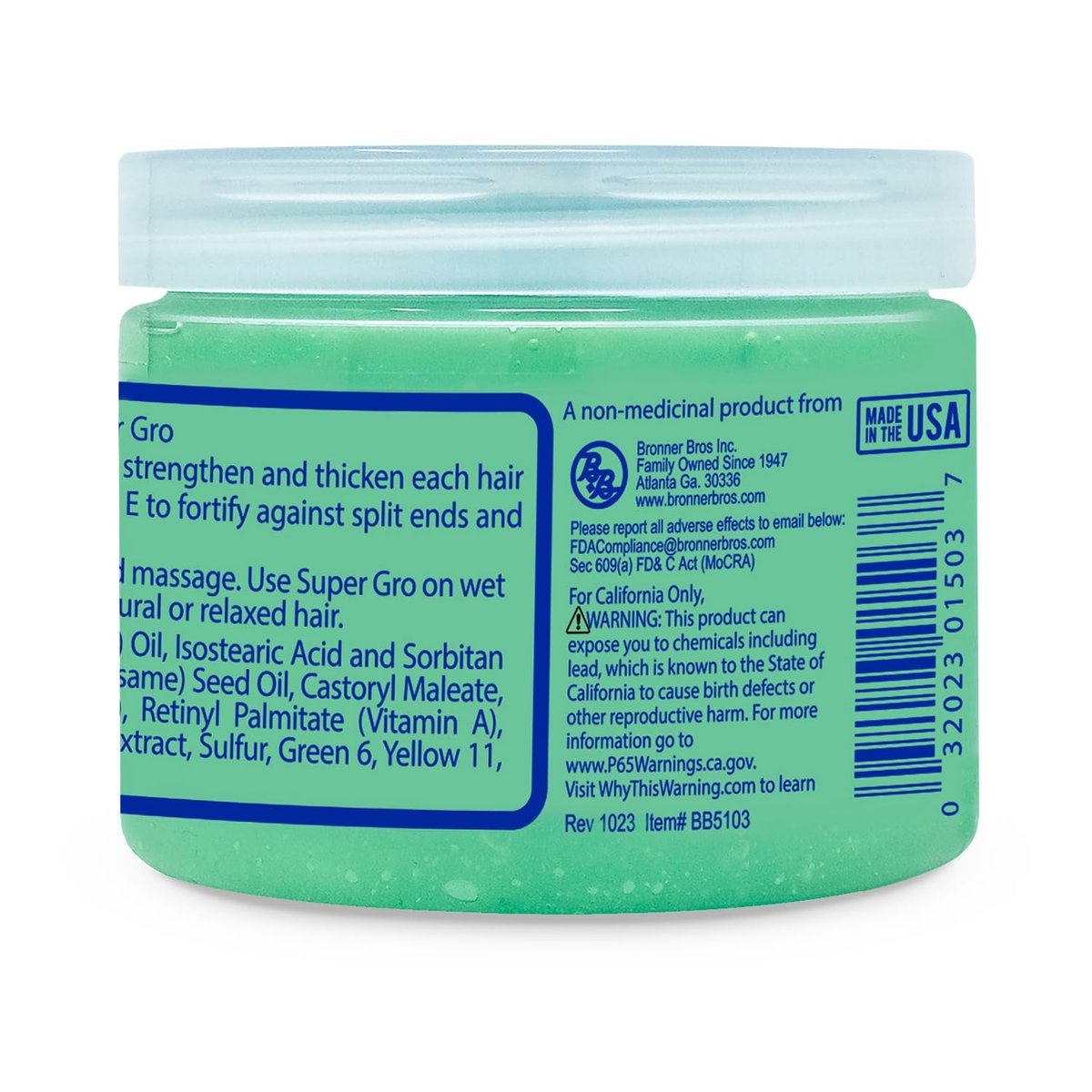 Bronner Bros BB Super Gro Max Maximum Strength Hair Dress & Scalp Treatment, Moisturizing Grease for Dry Scalp & Breakage Support, with Coconut Oil, Vitamins, Sage & Sulfur, For All Hair Types, 6 oz - görsel 17