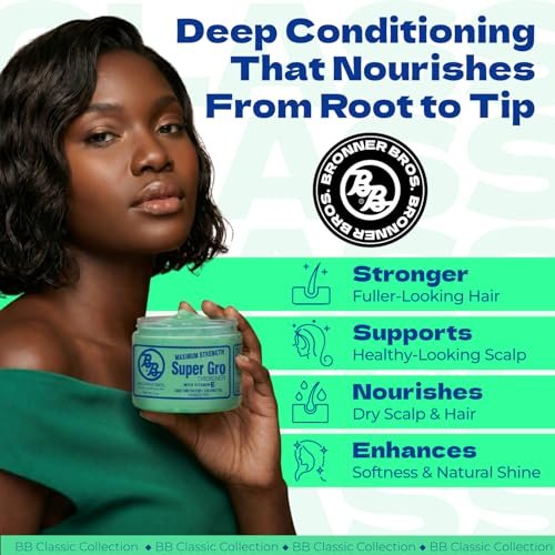 Bronner Bros BB Super Gro Max Maximum Strength Hair Dress & Scalp Treatment, Moisturizing Grease for Dry Scalp & Breakage Support, with Coconut Oil, Vitamins, Sage & Sulfur, For All Hair Types, 6 oz - görsel 4
