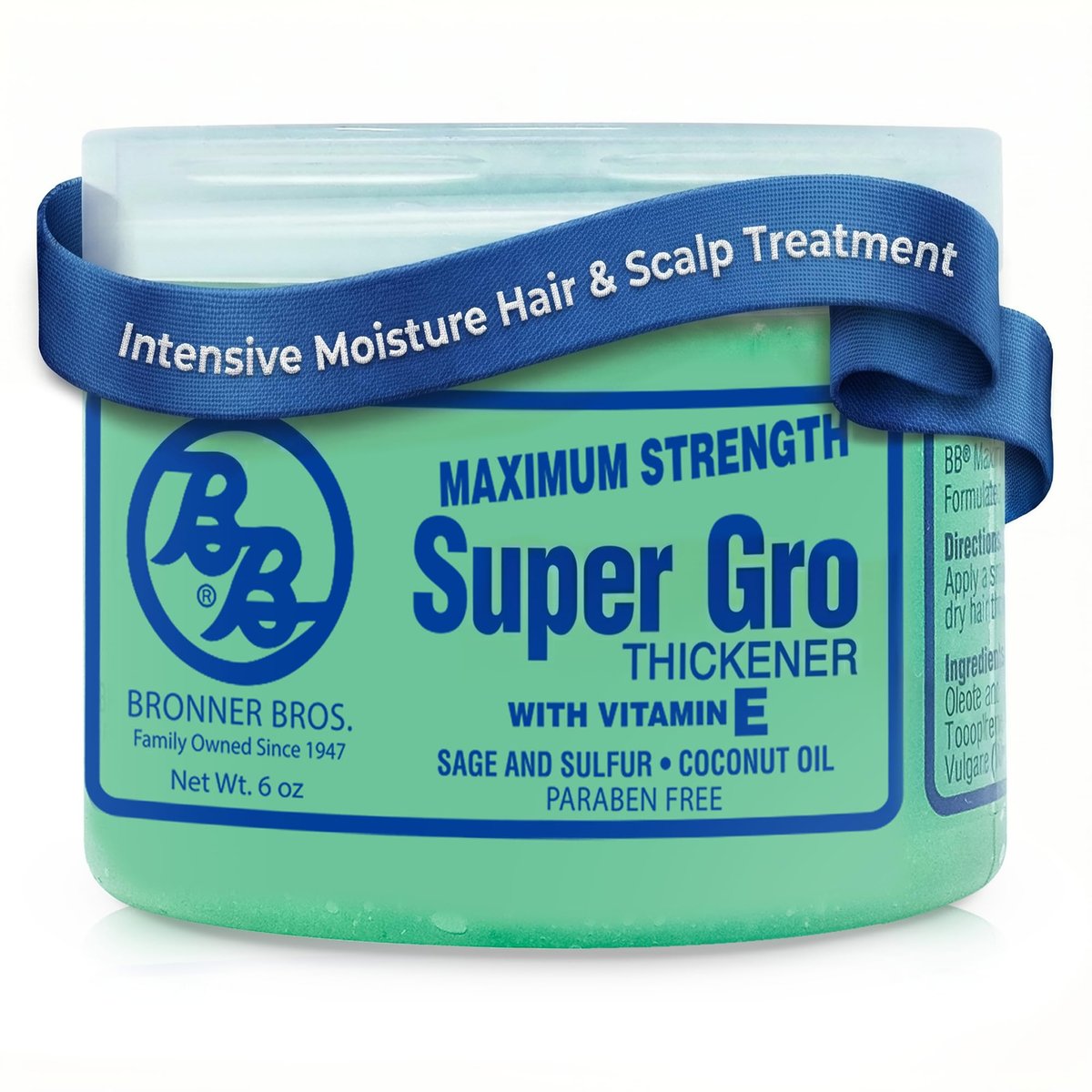 Bronner Bros BB Super Gro Max Maximum Strength Hair Dress & Scalp Treatment, Moisturizing Grease for Dry Scalp & Breakage Support, with Coconut Oil, Vitamins, Sage & Sulfur, For All Hair Types, 6 oz - görsel 1