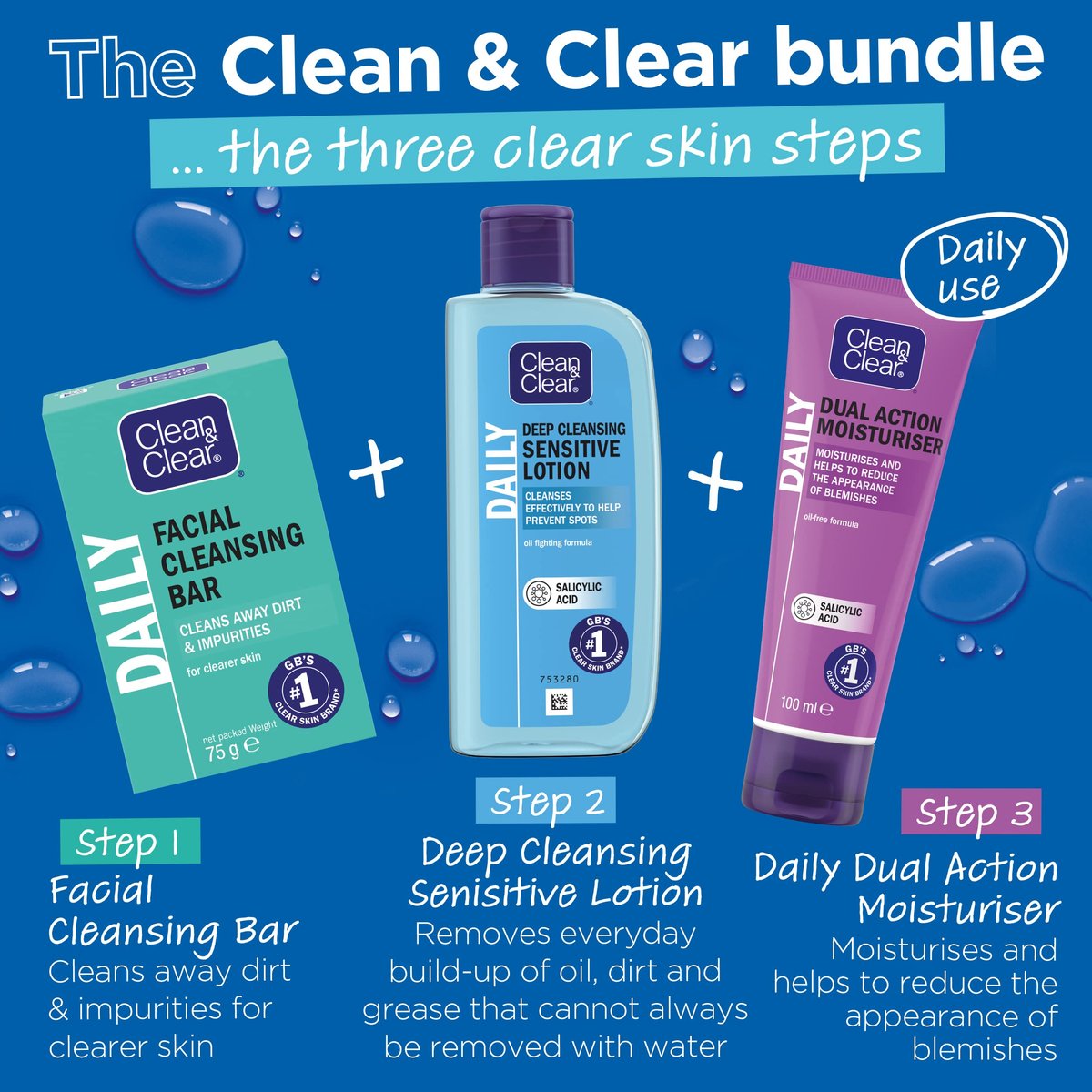 Clean & Clear Dual Action Moisturizer - Oil-Free Daily Face Moisturizer for Acne-Prone Skin, 3.38 fl oz Avelisse
