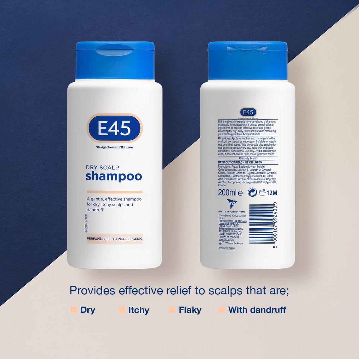 E45 Dermatological Dry Scalp Shampoo 200ml – Soothing Relief for Sensitive Scalps Avelisse